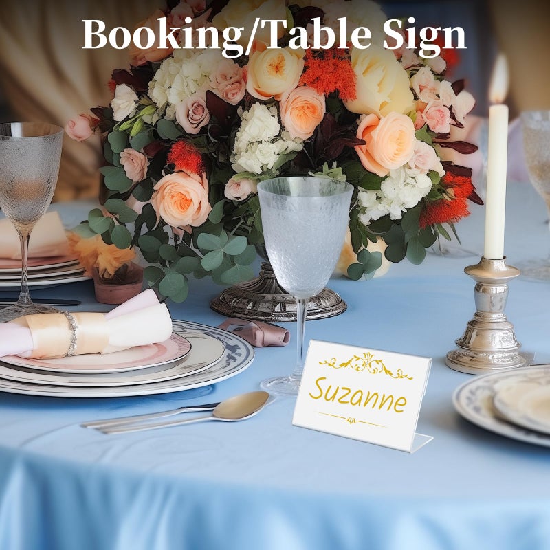 Daletu 30 PCS Small Acrylic Sign Holder 2.36"" X 1.57"", Mini Acrylic Food Sign Labels for Party Buffet, Retail Price Display, Clear Plastic Table Counter Top Stand for Place Cards, Name Card, Wedding Signs - Image 4